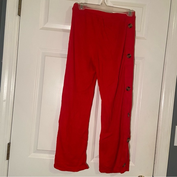 High-Rise Knit Ribbed Pants - Cherry Red - Picture 4 of 5